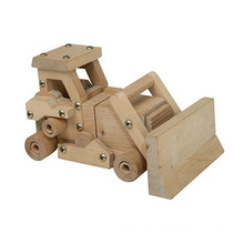 high quality DIY assembling wooden bulldozer toy for boys